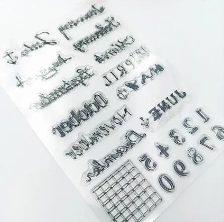 Transparent silicone calendar stamp featuring a digital table icon design on a white background.