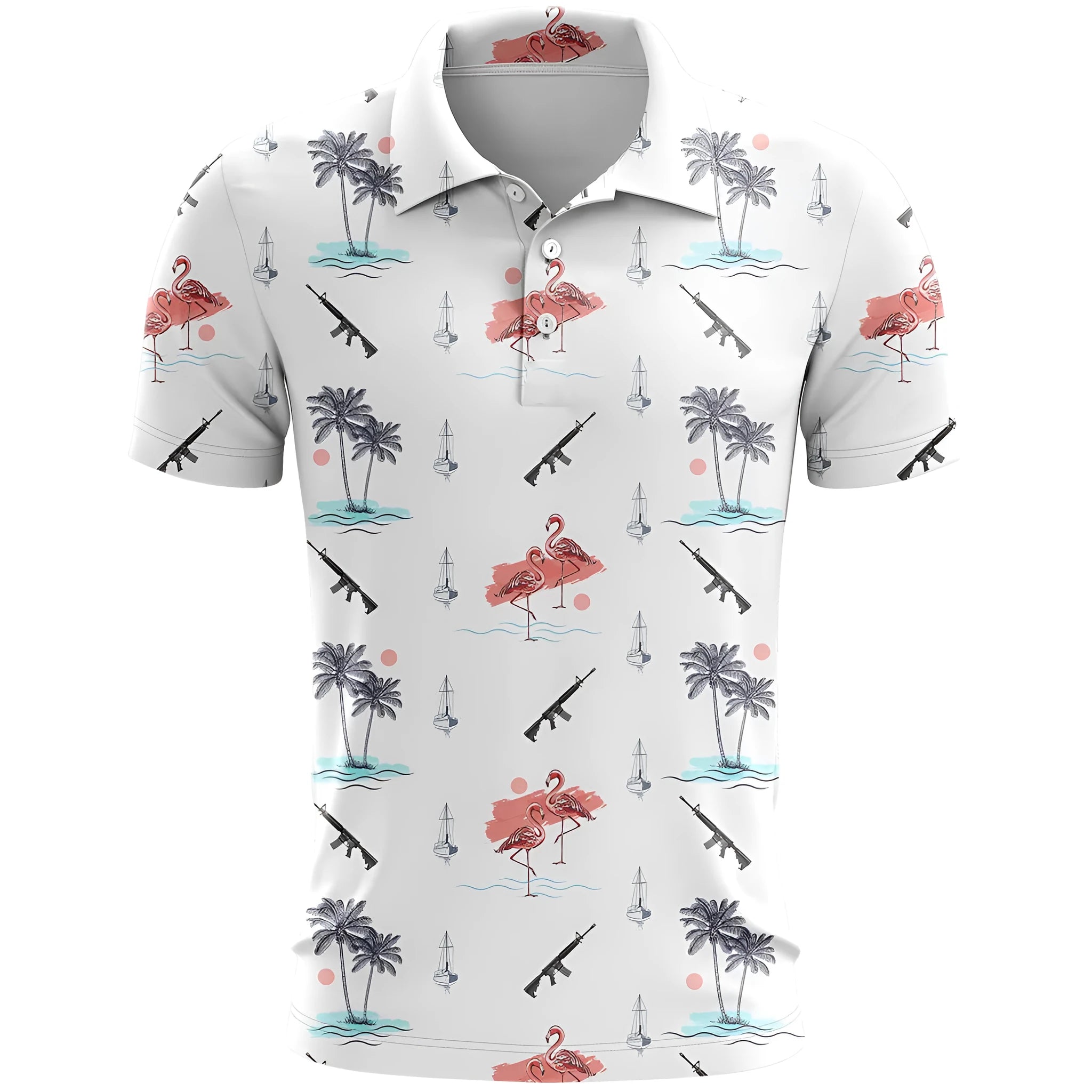 Loose-fit 3D printed sports top in thin polyester bird eye cloth with short sleeves and colour-matching pattern