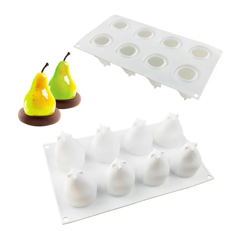 Pineapple-shaped silicone baking mould with six cavities for making Italian mousse desserts.