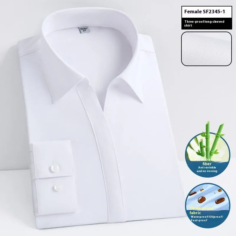 Men's slim fit waterproof business shirt in solid colour with square collar