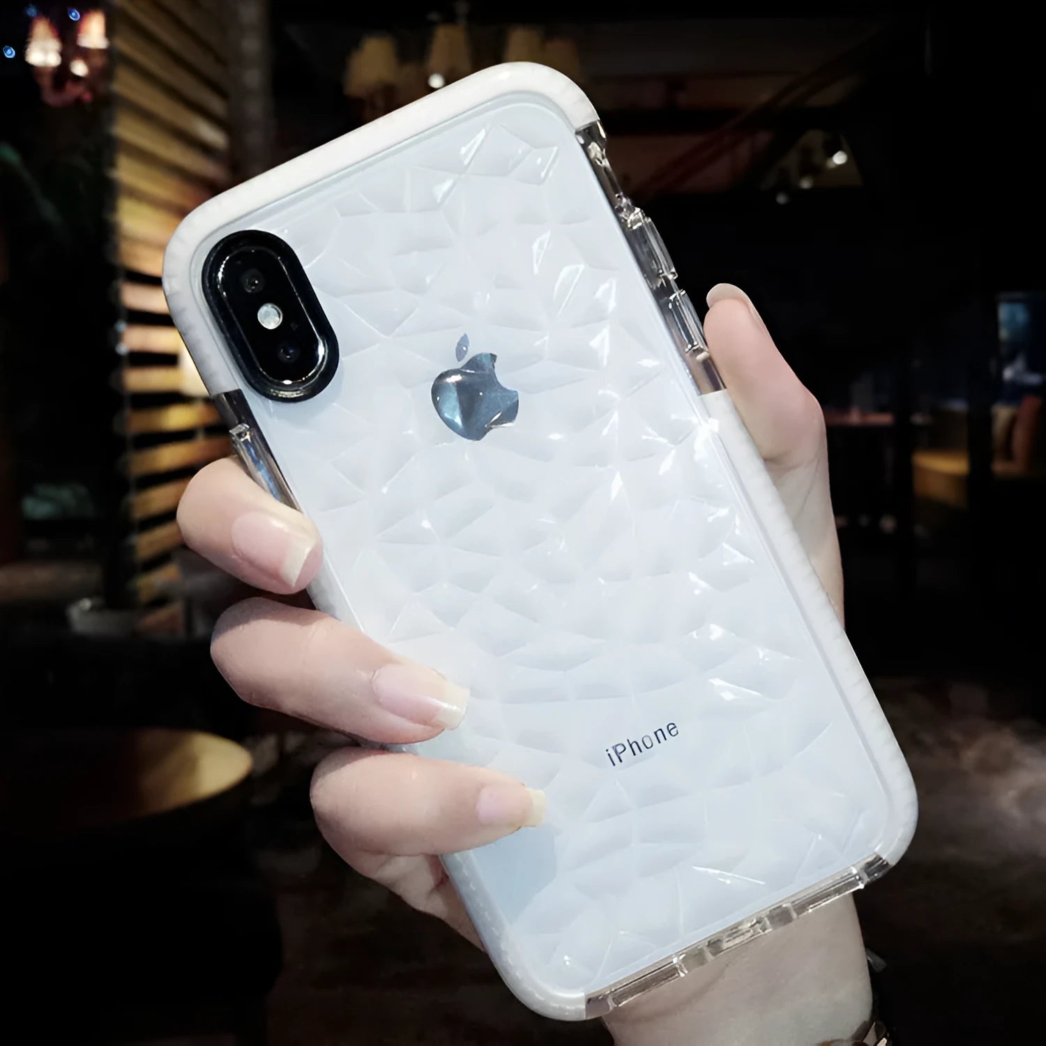 Striped TPU iPhone case back cover with choice of black, pink or white borders