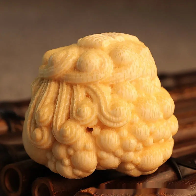 5cm solid bamboo carving golden toad princess ornament for home decoration