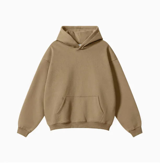 Men's cotton terry hooded sweater in loose fit with drop-shoulder sleeves available in multiple colours
