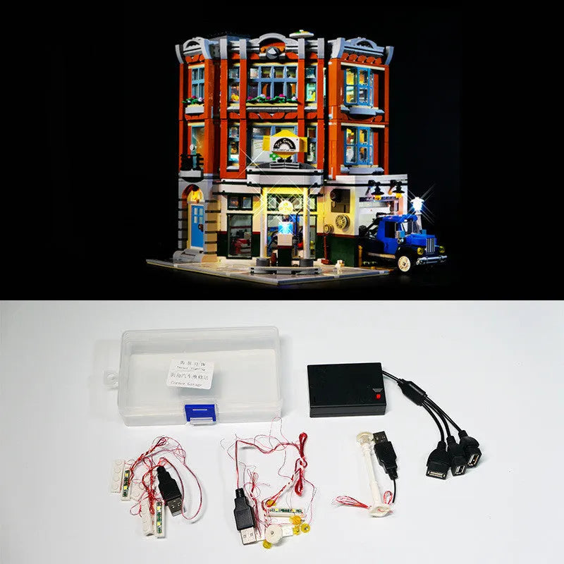 Set of plastic MOC LED lighting accessories and components for model building projects