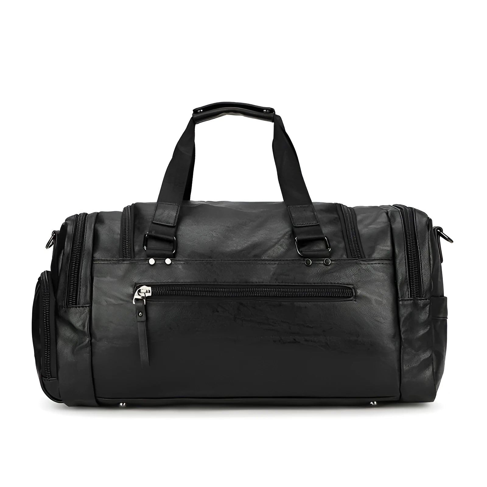 Large black travel shoe bag made from PU fabric with dimensions 52cm by 19cm by 27cm.