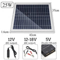 Polycrystalline silicon solar panel with dual USB ports for outdoor charging of mobile phones and tablets.