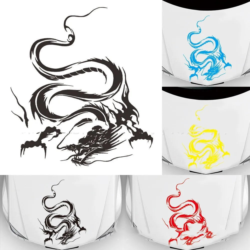 Large black dragon graphic car body sticker measuring 50 by 36 centimetres.