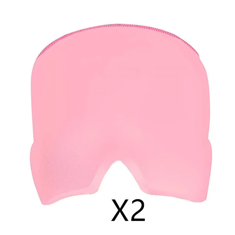 Black elastic cloth gel cooling eye mask for headache relief, shown with adjustable strap.