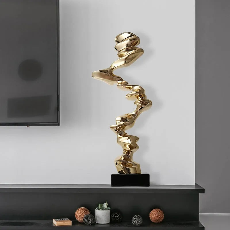 Natural resin abstract still life ornament in modern simplicity style, shown in Ran Ran Rose colour options.