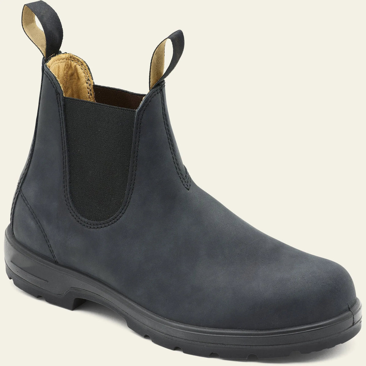Vintage brown Martin-style Chelsea boots with frosted PU upper and round toe