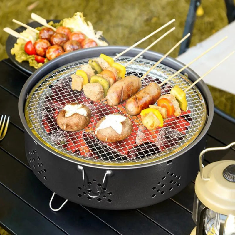 Portable stainless steel charcoal barbecue grill with detachable design and storage bag