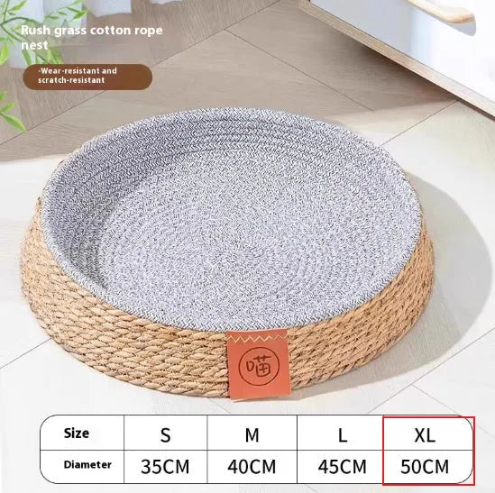 Natural rattan cat bed available in four different sizes for cats