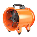 Portable industrial axial flow fan with titanium steel construction and extended air duct for workshop ventilation