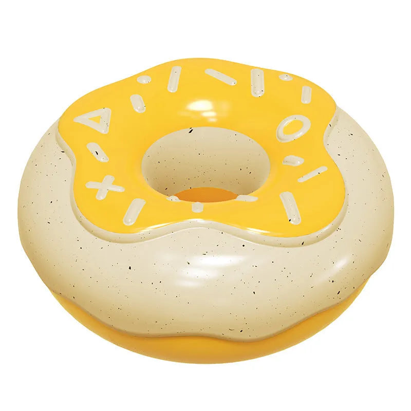 Donut-shaped TPR rubber dog toy with textured surface for molar cleaning, featuring squeaker