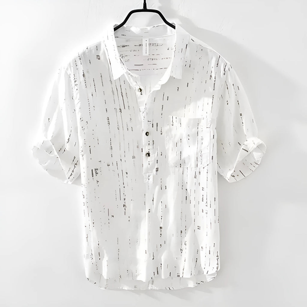 Mens black loose fit polo shirt with lapel collar design short sleeves summer casual wear