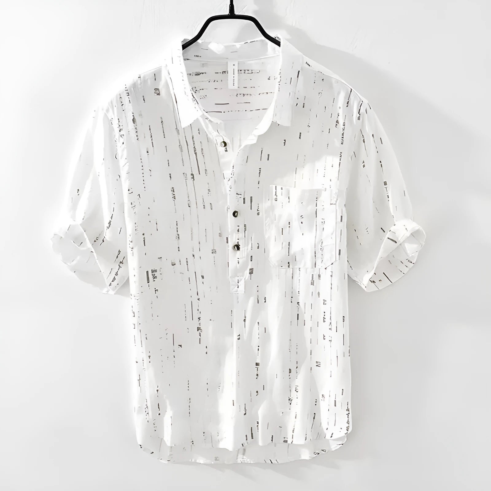Mens black loose fit polo shirt with lapel collar design short sleeves summer casual wear