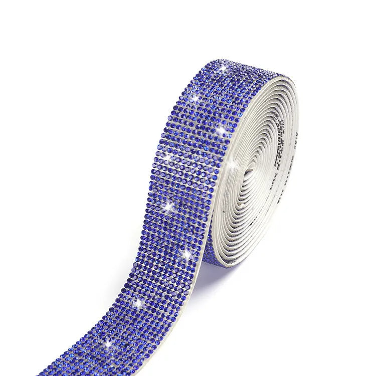 Self-adhesive electroplated glass water drill strip for clothing and shoe decoration in multiple widths