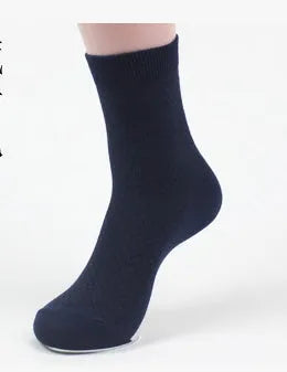 Men's bamboo fibre business socks showing small square pattern in five colour options