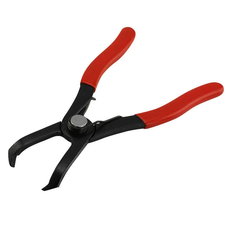 Red round nail removal pliers with carbon steel construction and PVC handles for door panel repair