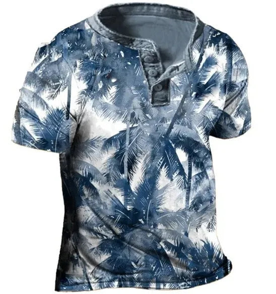 Men's short sleeve polyester sports shirt with lapel buttons in a solid colour