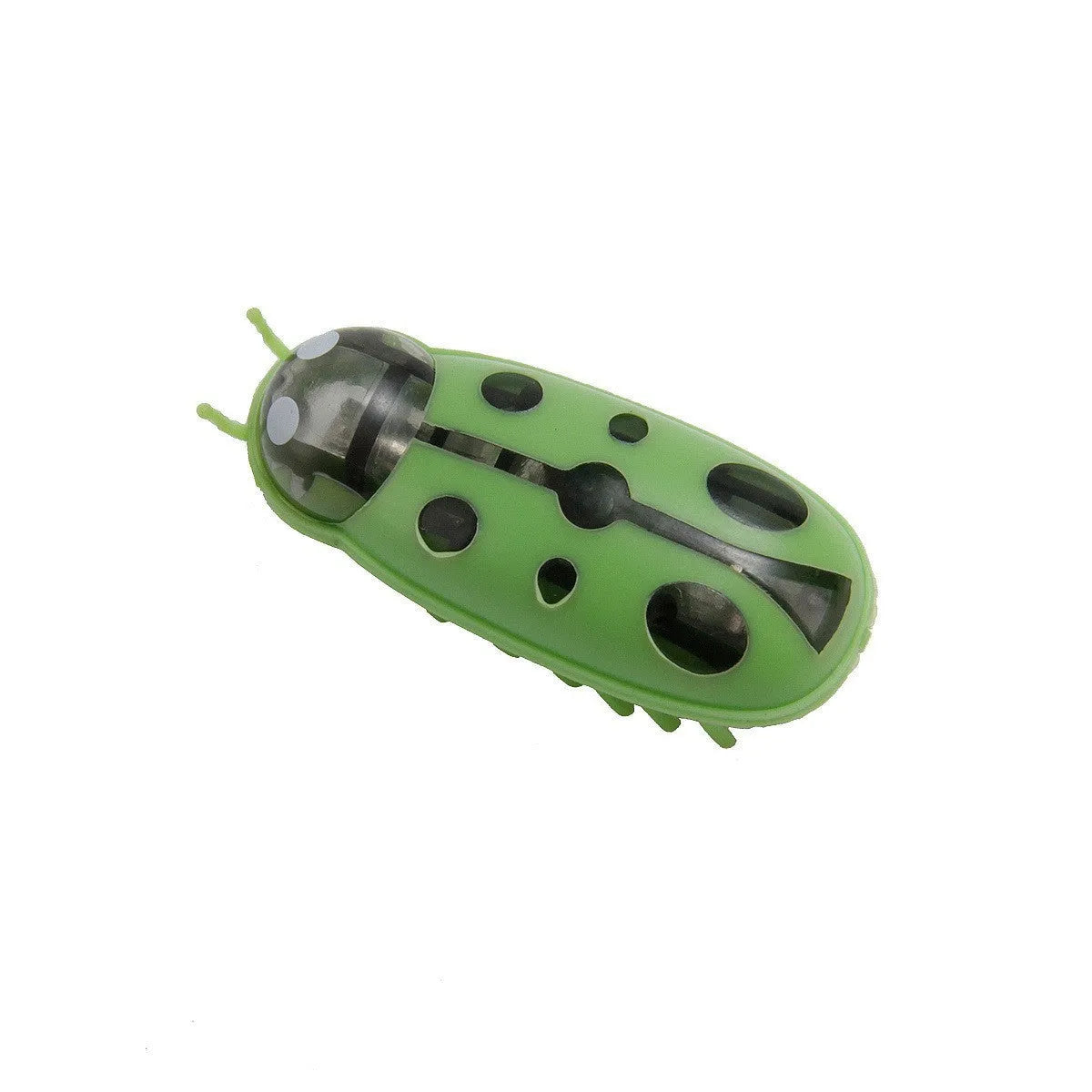 Electric jumping insect cat toy showing miniature worm design and compact 4.5cm plastic construction