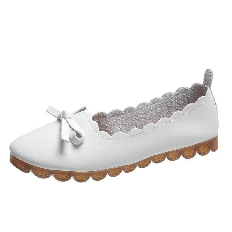 Korean style shallow mouth pumps in white and apricot, flat low heel 1-3cm, round toe, sizes 35-40