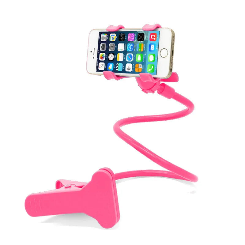 Black flexible mobile phone holder with 70cm arm and V-clamp for bedside or desk mounting