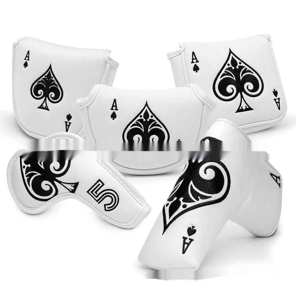 PU material golf putter sleeve accessory shown in one of three available colour options