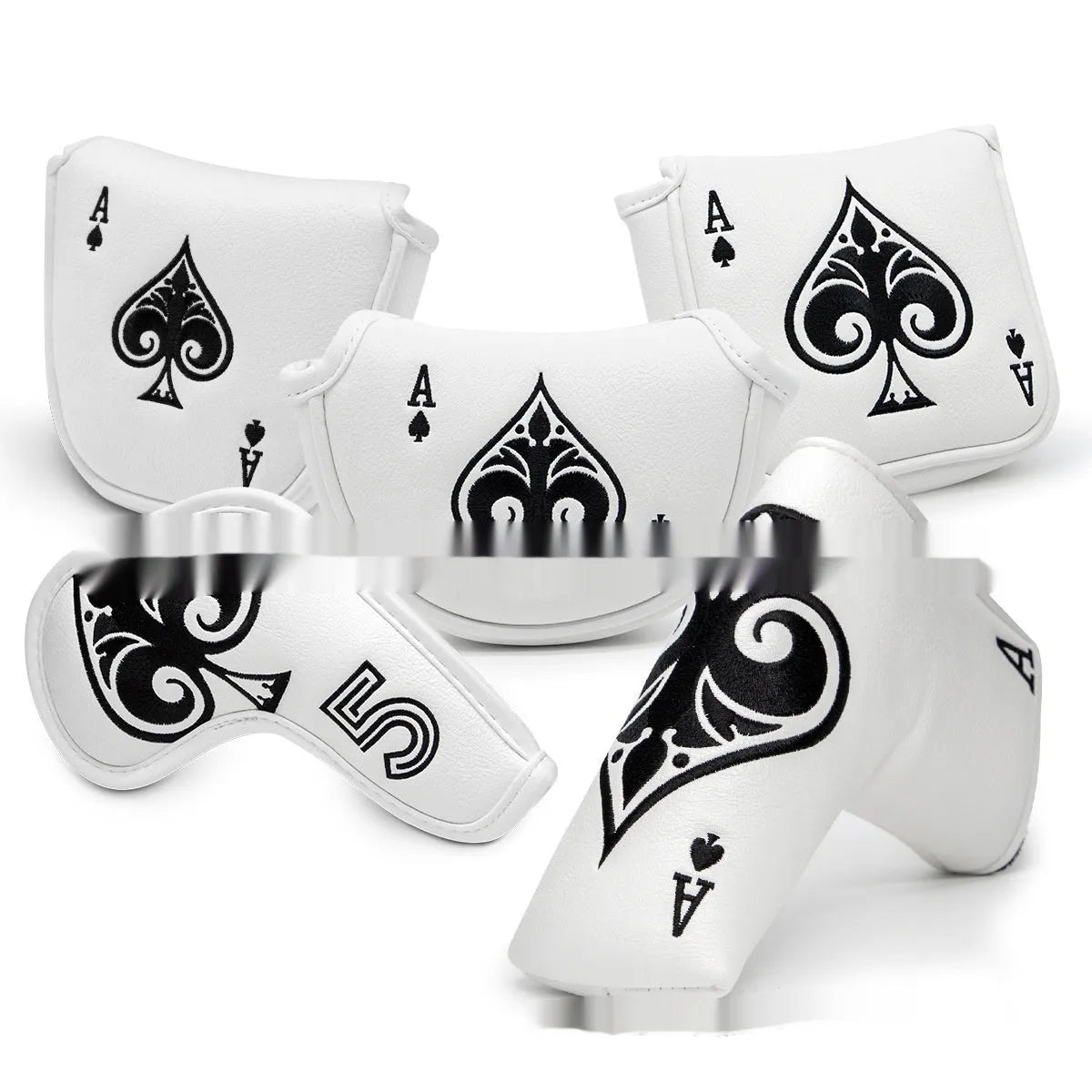 PU material golf putter sleeve accessory shown in one of three available colour options