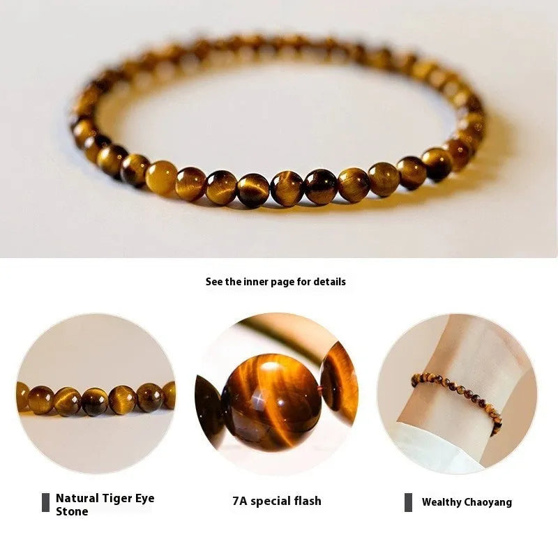 Handmade tigereye beaded bracelet in New Chinese Style geometric design