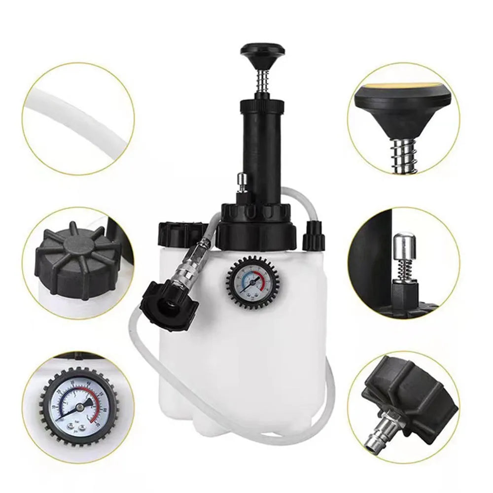 White 3 litre brake oil tank replacement tool for automotive maintenance with copper, iron and plastic construction