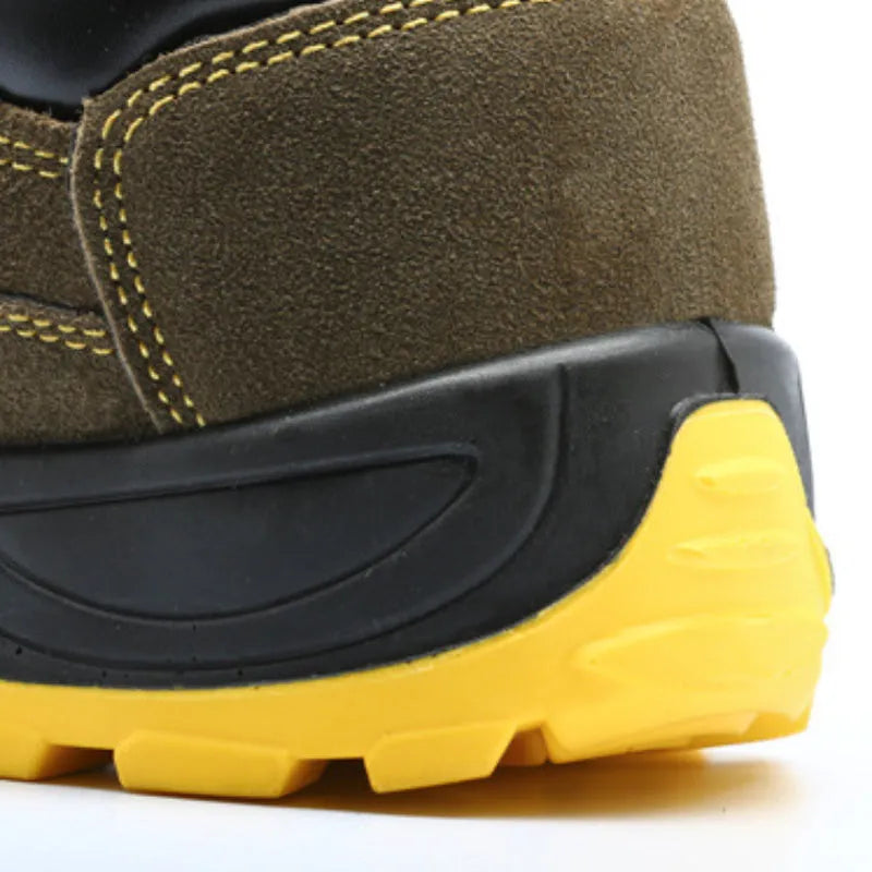 Bronze men's steel toe safety shoes with cow suede upper and non-slip sole