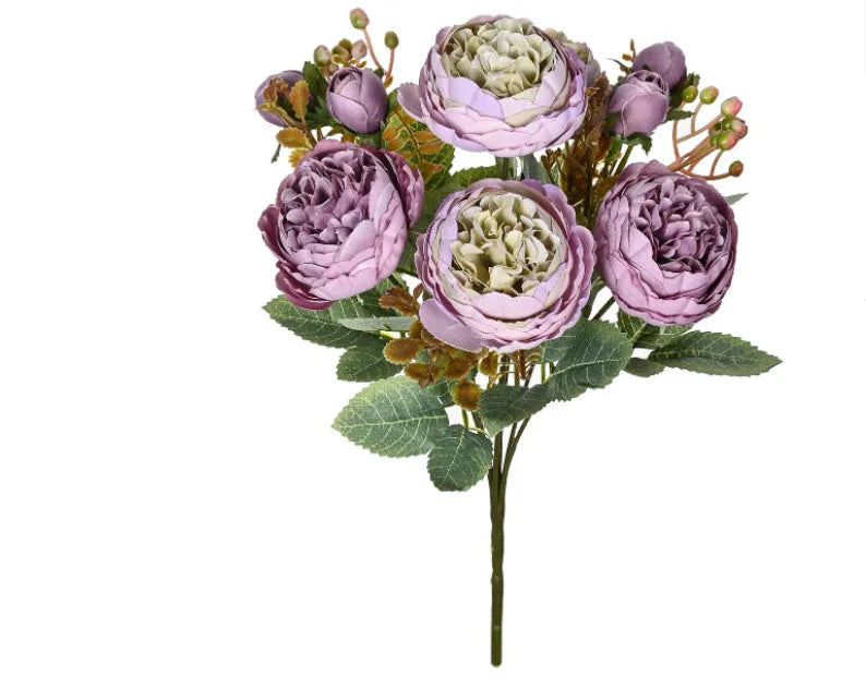 Artificial silk peony bouquet in champagne colour for wedding or home decoration