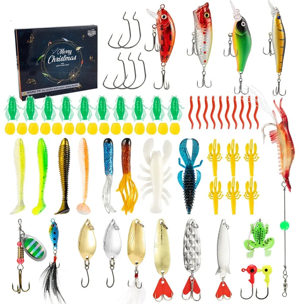 24-piece Christmas Mino Bog fishing blind box set with metal lures in 01 style colour