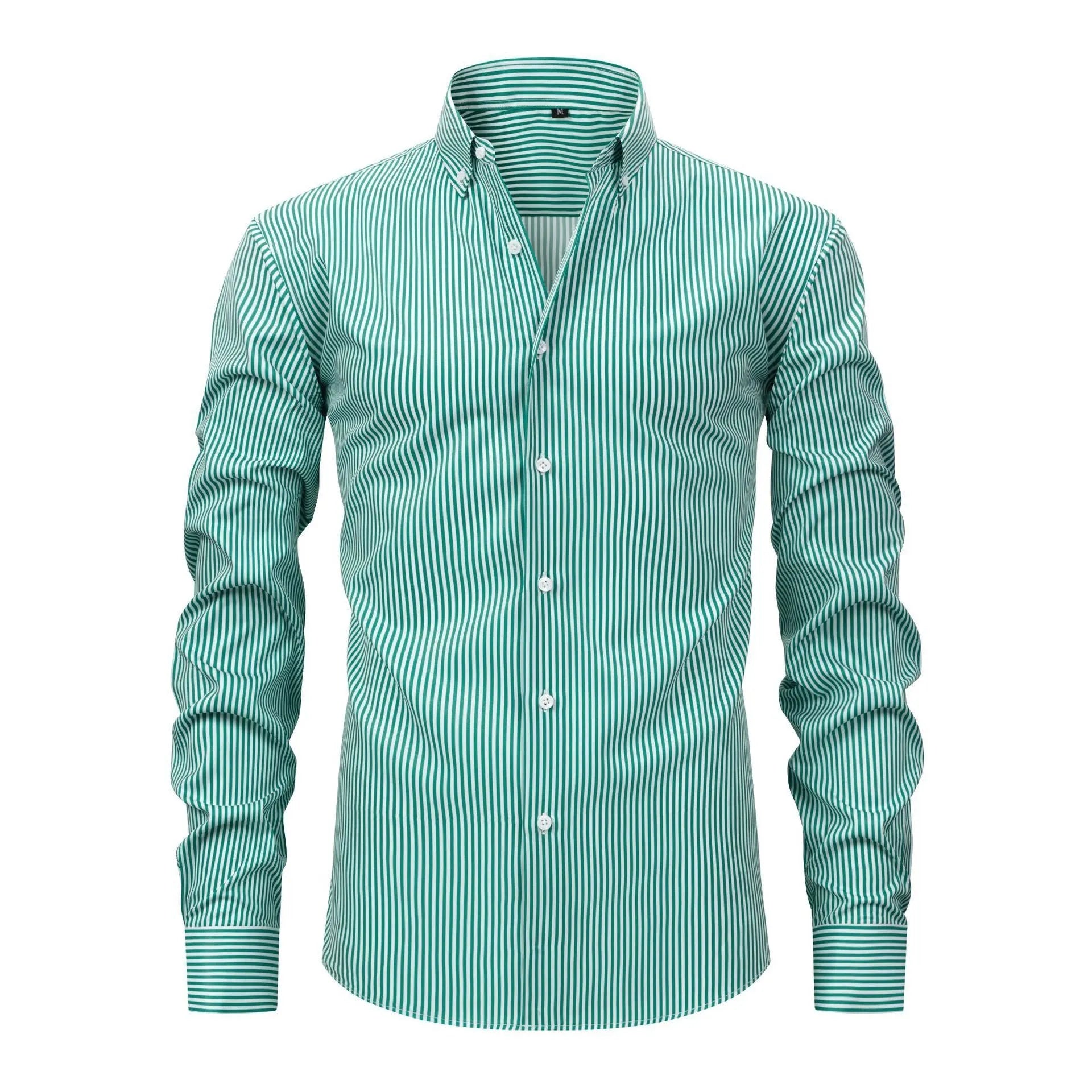 Men's striped business casual shirt with lapel collar in one of six colour options