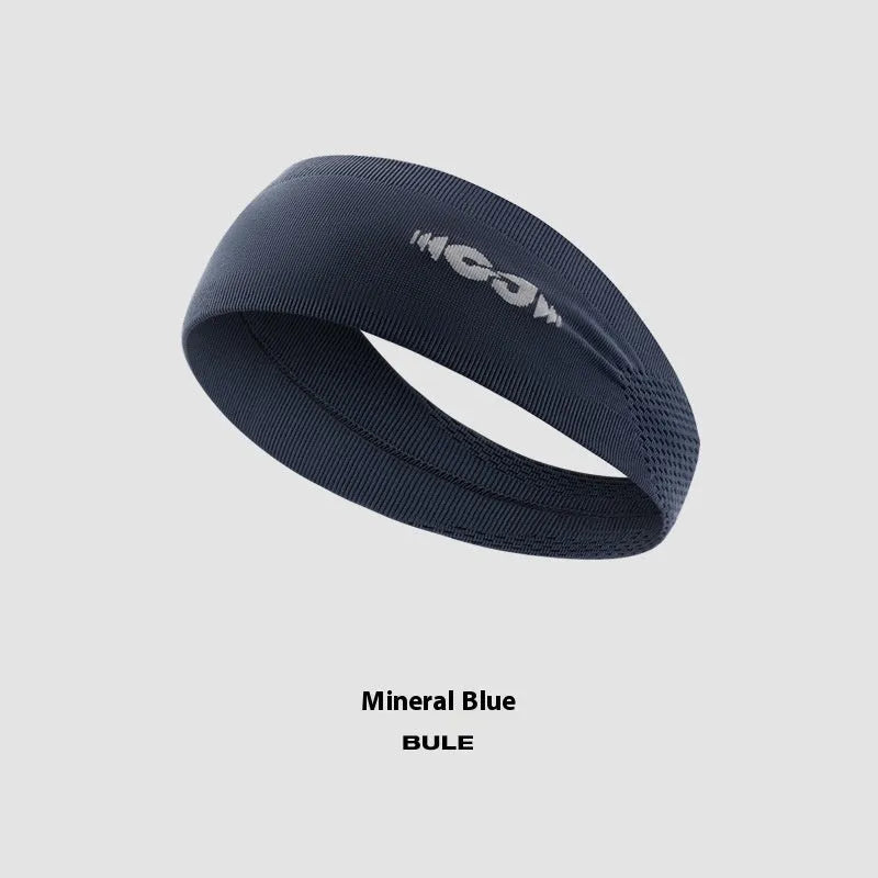 Seamless knitted exercise hair band in black, grey and blue for sports