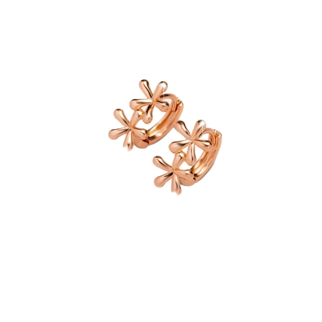 Rose gold electroplated waterdrop flower earrings with circular design in European and American style