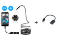 OWSOO USB endoscope with 7mm camera, 5m cable, hook, magnet, and side audition tools on a white background.