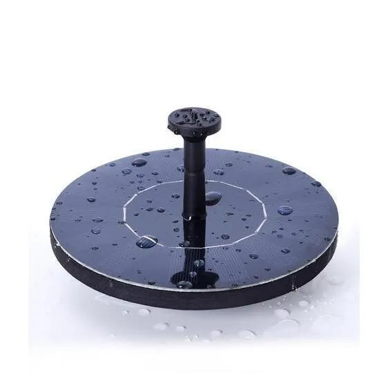 Black solar water fountain pump with solar panel and four spray nozzles for garden ponds