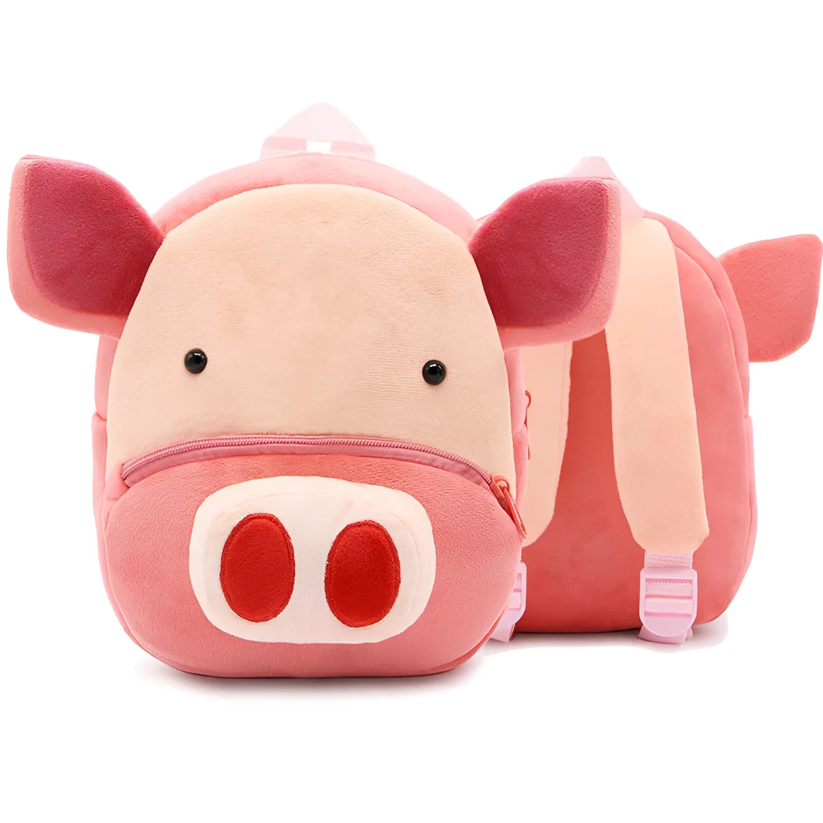 Children's plush backpack in animal design with dimensions 26cm high by 24cm wide