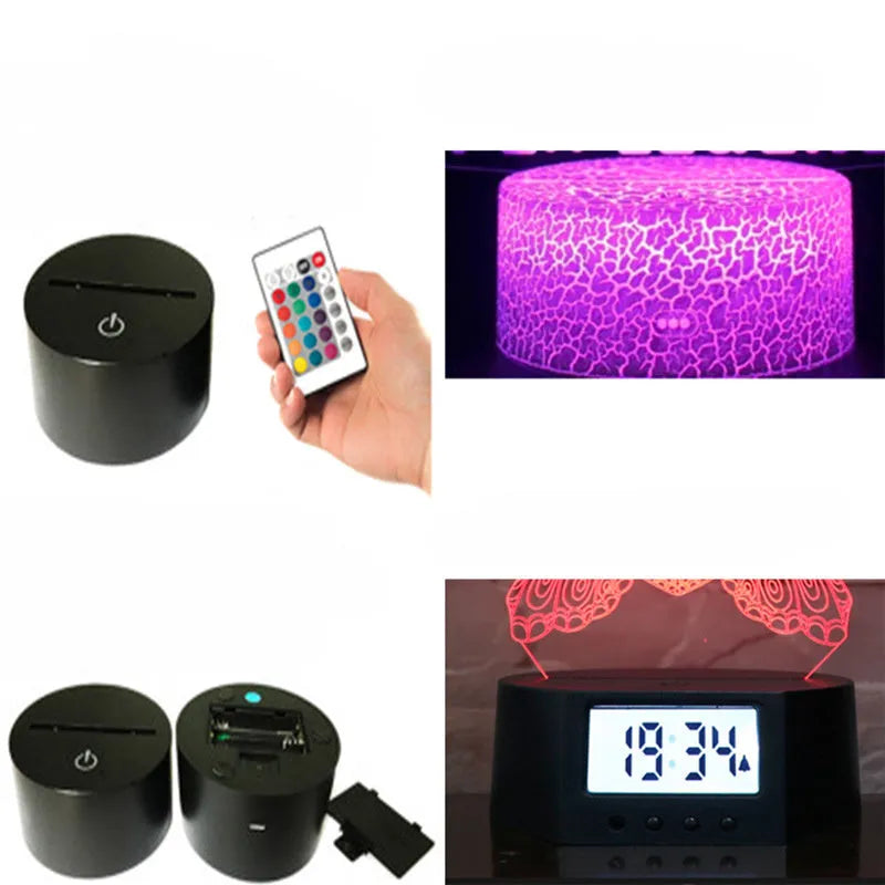 3D shark-shaped LED table lamp with touch control base showing 16 colour options