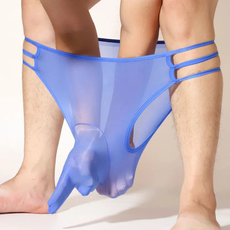 Men's transparent elephant nose shorts in nylon available in nine colours including black blue skin red gray pink brown light purple and white