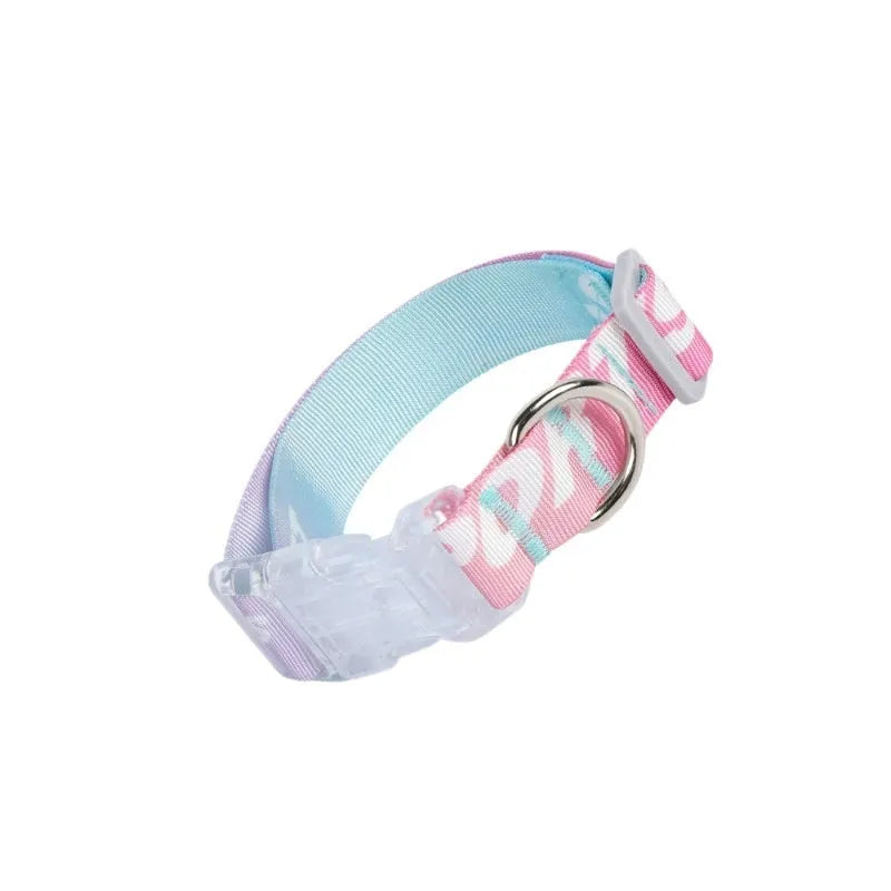 Nylon dog collar with cartoon gradient pattern in gradient colour and panda green options