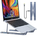 Aluminium alloy folding laptop docking station stand with multi-interface HUB ports visible