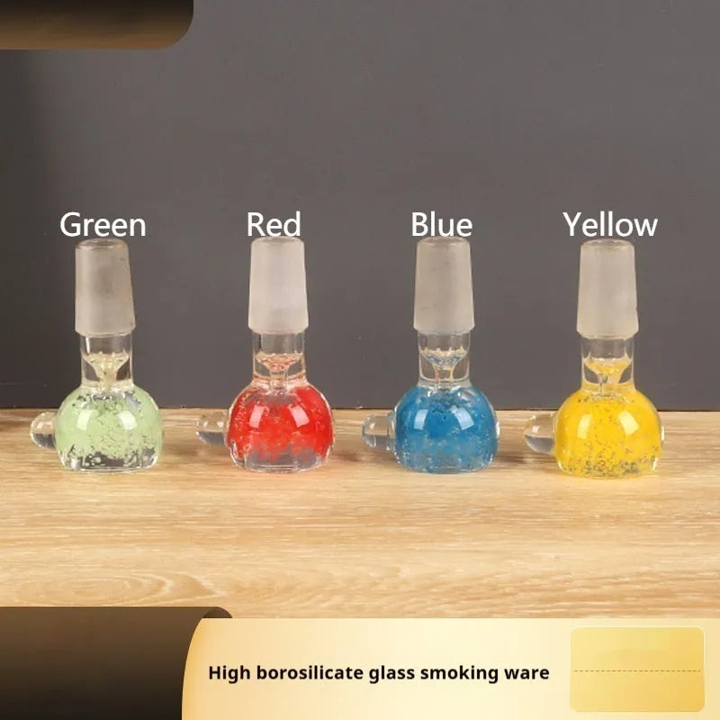 7cm trumpet-shaped glass tobacco pipe in transparent red, green, blue, or yellow colours