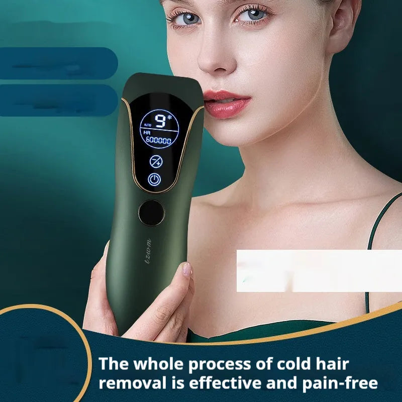 Freezing Point hair removal device in Sundial Green, Pink or White colour on a white background.