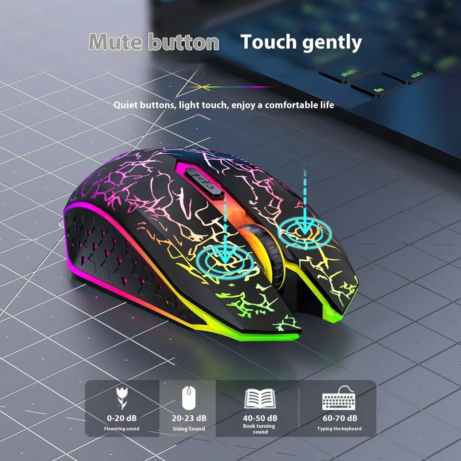 Black and white dual-mode Bluetooth gaming mouse with silent click and rechargeable battery
