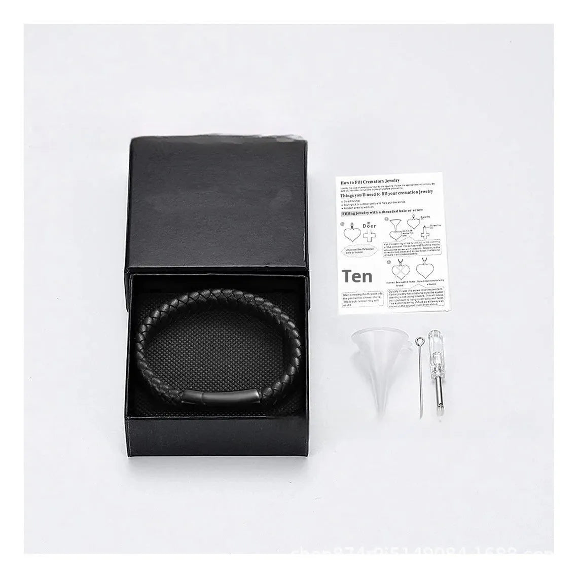 Black stainless steel bracelet with weaving design and English letter personalisation for travel commemoration