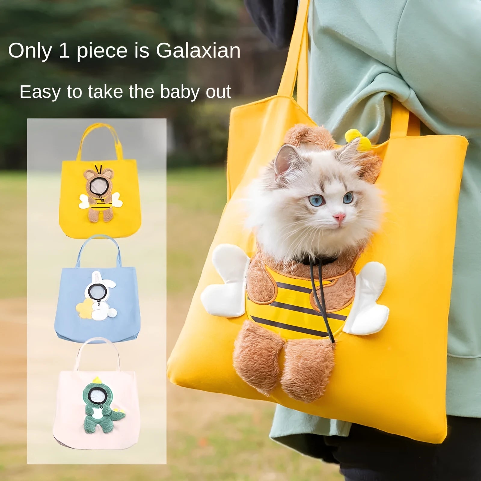 Little Bee Design canvas pet carrier shoulder bag with safety zippers and animal patterns