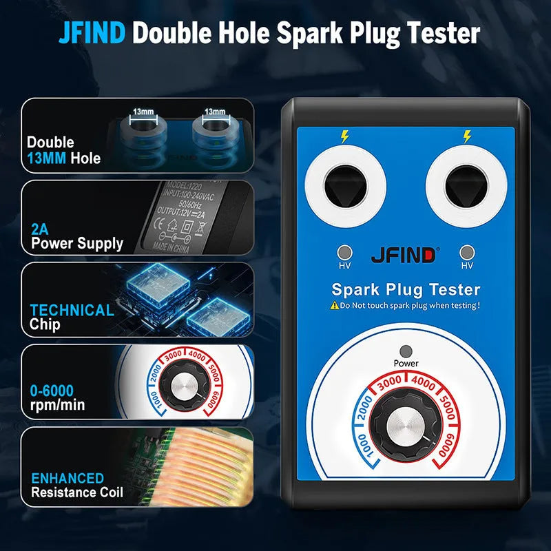 Car double hole plug ignition system detector spark plug tester with American and European Standard compatibility